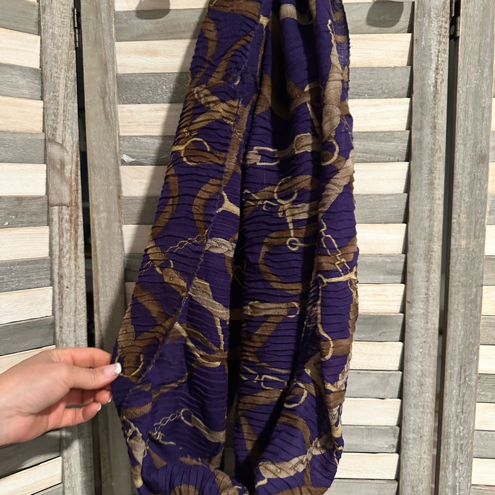 Lauren Ralph Lauren Purple and Brown Chain Pattern Scarf